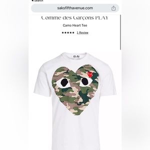NWT Comme des Garçons PLAY Camo Heart Tee